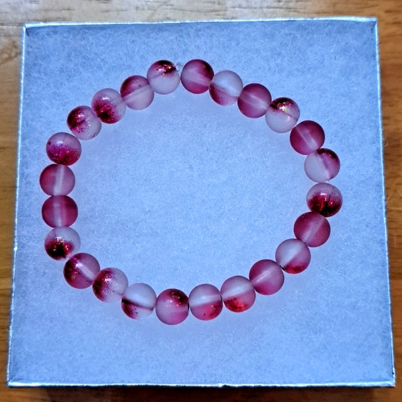 Jewelry - Strawberry Sparkle Matte Crystal Bracelet